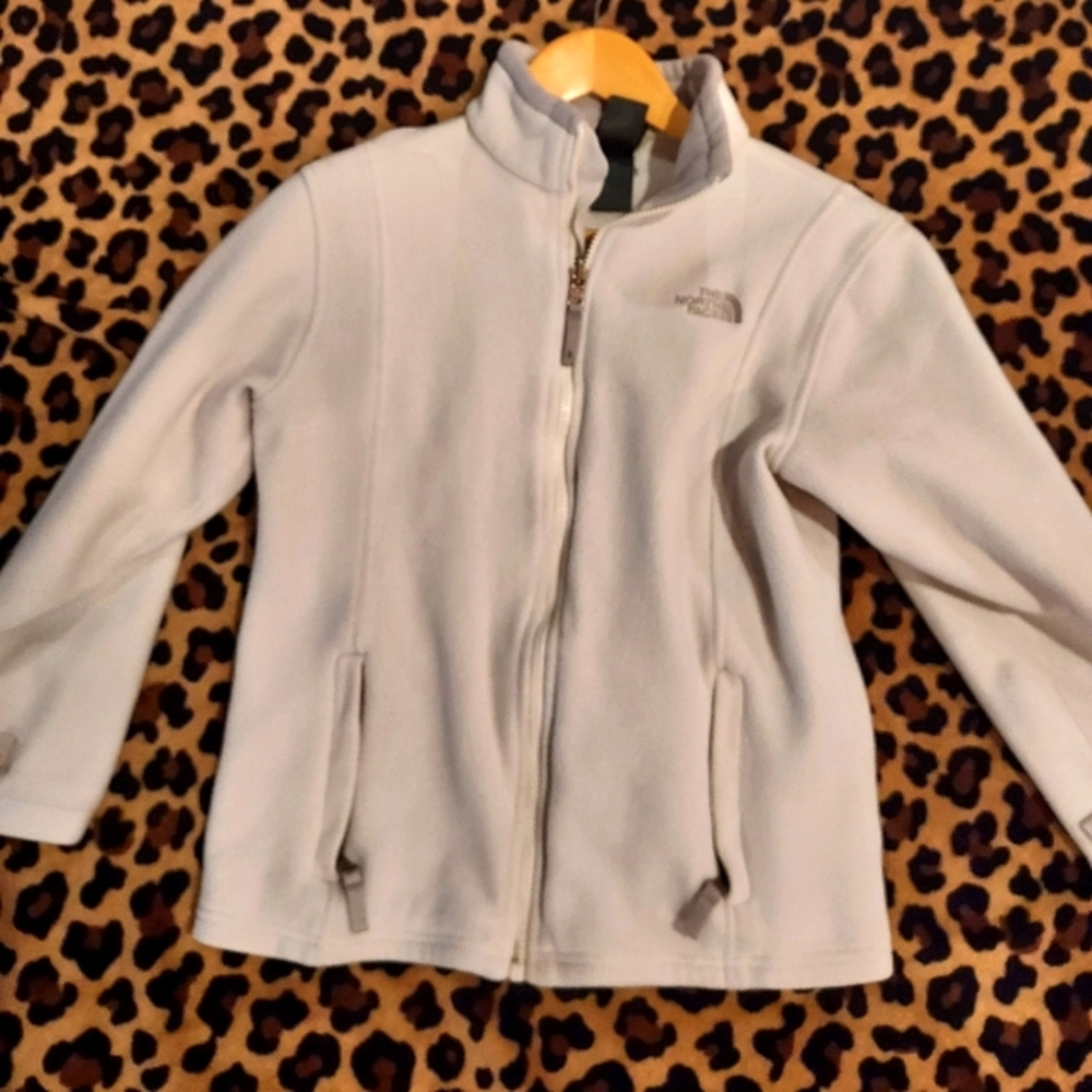 White and Gray Northface jacket